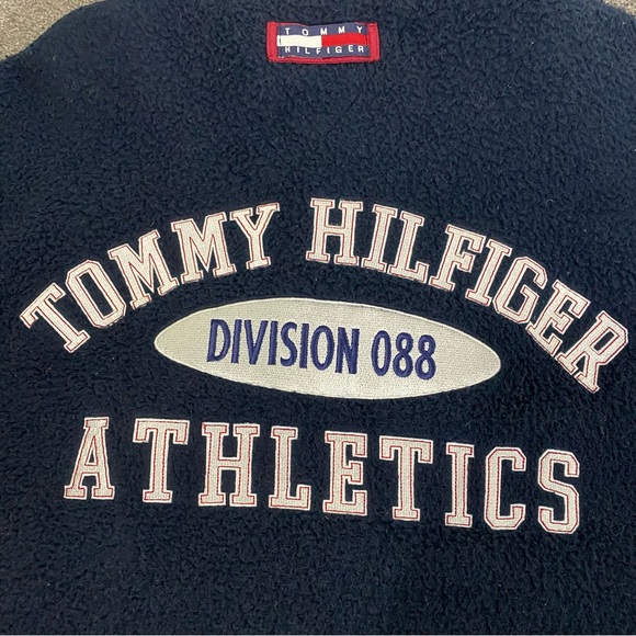 Vintage 90s Tommy Hilfiger Sherpa Fleece Quarter Zip Jacket Embroidered Sz Med - Picture 10 of 11